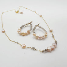 Load image into Gallery viewer, READY TO SHIP Freshwater Pearl & Labradorite Faceted Beads Necklace and Earrings Set in 14k Gold Fill - FJD$ - Adorn Pacific - All Products