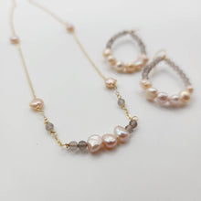 Load image into Gallery viewer, READY TO SHIP Freshwater Pearl & Labradorite Faceted Beads Necklace and Earrings Set in 14k Gold Fill - FJD$ - Adorn Pacific - All Products