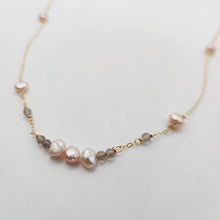 Load image into Gallery viewer, READY TO SHIP Freshwater Pearl & Labradorite Faceted Beads Necklace and Earrings Set in 14k Gold Fill - FJD$ - Adorn Pacific - All Products