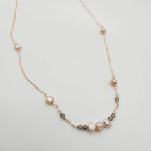 Load image into Gallery viewer, READY TO SHIP Freshwater Pearl & Labradorite Faceted Beads Necklace in 14k Gold Fill - FJD$ - Adorn Pacific - All Products
