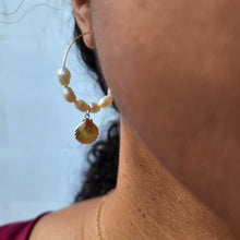 Load image into Gallery viewer, READY TO SHIP Freshwater Pearl & Mermaid Charm Earrings in 14k Gold Fill - FJD$ - Adorn Pacific - All Products