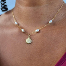 Load image into Gallery viewer, READY TO SHIP Freshwater Pearl & Mermaid Charm Necklace in 14k Gold Fill - FJD$ - Adorn Pacific - All Products