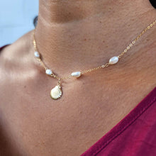 Load image into Gallery viewer, READY TO SHIP Freshwater Pearl & Mermaid Charm Necklace in 14k Gold Fill - FJD$ - Adorn Pacific - All Products