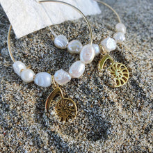 Load image into Gallery viewer, CONTACT US TO RECREATE THIS SOLD OUT STYLE Freshwater Pearl Hoop Earrings with Nautilus Charms - 14k Gold Fill FJD$ - Adorn Pacific -