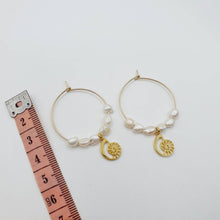 Load image into Gallery viewer, CONTACT US TO RECREATE THIS SOLD OUT STYLE Freshwater Pearl Hoop Earrings with Nautilus Charms - 14k Gold Fill FJD$ - Adorn Pacific -