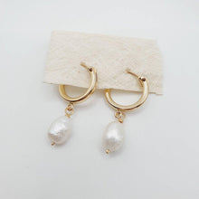 Load image into Gallery viewer, READY TO SHIP Freshwater Pearl Huggie Earrings - 14k Gold Fill FJD$ - Adorn Pacific -