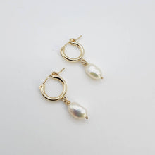 Load image into Gallery viewer, READY TO SHIP Freshwater Pearl Huggie Earrings - 14k Gold Fill FJD$ - Adorn Pacific -
