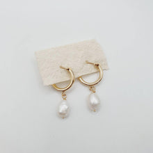 Load image into Gallery viewer, READY TO SHIP Freshwater Pearl Huggie Earrings - 14k Gold Fill FJD$ - Adorn Pacific -