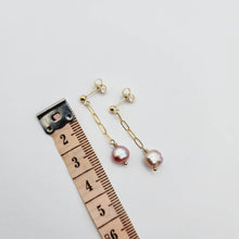 Load image into Gallery viewer, READY TO SHIP - Freshwater Pearl Stud Earrings with Chain Detail - 14k Gold Fill FJD$ - Adorn Pacific - Earrings