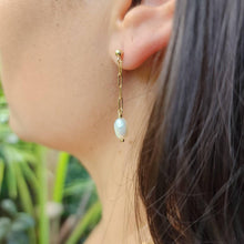Load image into Gallery viewer, READY TO SHIP - Freshwater Pearl Stud Earrings with Chain Detail - 14k Gold Fill FJD$ - Adorn Pacific - Earrings