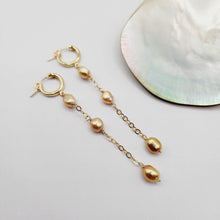 Load image into Gallery viewer, READY TO SHIP Huggie Drop Earrings with Freshwater Pearls - 14k Gold Fill FJD$ - Adorn Pacific - Earrings