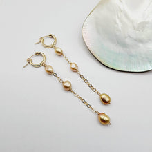 Load image into Gallery viewer, READY TO SHIP Huggie Drop Earrings with Freshwater Pearls - 14k Gold Fill FJD$ - Adorn Pacific - Earrings