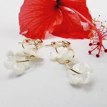 Load image into Gallery viewer, CONTACT US TO RECREATE THIS SOLD OUT STYLE Huggie Drop Earrings with Mother of Pearl Flowers - 14k Gold Fill FJD$ - Adorn Pacific - Earrings