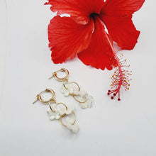Load image into Gallery viewer, CONTACT US TO RECREATE THIS SOLD OUT STYLE Huggie Drop Earrings with Mother of Pearl Flowers - 14k Gold Fill FJD$ - Adorn Pacific - Earrings