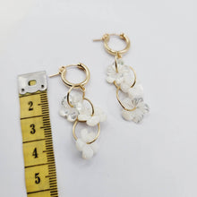 Load image into Gallery viewer, CONTACT US TO RECREATE THIS SOLD OUT STYLE Huggie Drop Earrings with Mother of Pearl Flowers - 14k Gold Fill FJD$ - Adorn Pacific - Earrings