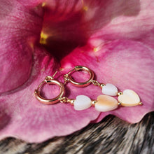 Load image into Gallery viewer, READY TO SHIP Huggie Drop Earrings with Mother of Pearl Heart Charms - 14k Gold Fill FJD$ - Adorn Pacific - Earrings