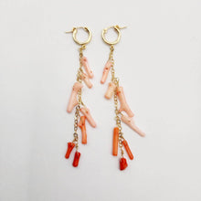 Load image into Gallery viewer, READY TO SHIP Huggie Drop Earrings with ombre Coral - 14k Gold Fill FJD$ - Adorn Pacific - Earrings