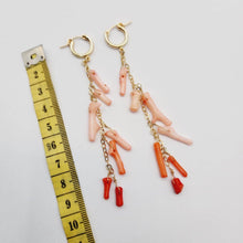 Load image into Gallery viewer, READY TO SHIP Huggie Drop Earrings with ombre Coral - 14k Gold Fill FJD$ - Adorn Pacific - Earrings