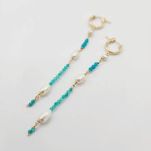 Load image into Gallery viewer, READY TO SHIP Huggie Earrings with Freshwater Pearls and Glass Bead detail - 14k Gold Fill FJD$ - Adorn Pacific - Earrings