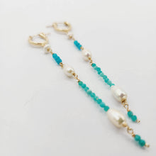 Load image into Gallery viewer, READY TO SHIP Huggie Earrings with Freshwater Pearls and Glass Bead detail - 14k Gold Fill FJD$ - Adorn Pacific - Earrings