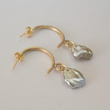 Load image into Gallery viewer, READY TO SHIP - Keshi Pearl Semi Hoop Earrings - 14k Gold Fill FJD$ - Adorn Pacific - Earrings