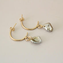 Load image into Gallery viewer, READY TO SHIP - Keshi Pearl Semi Hoop Earrings - 14k Gold Fill FJD$ - Adorn Pacific - Earrings