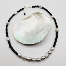 Load image into Gallery viewer, READY TO SHIP Lava Stone & Freshwater Pearl Necklace - 925 Sterling Silver FJD$ - Adorn Pacific - Necklaces