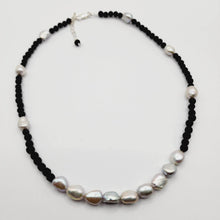 Load image into Gallery viewer, READY TO SHIP Lava Stone & Freshwater Pearl Necklace - 925 Sterling Silver FJD$ - Adorn Pacific - Necklaces