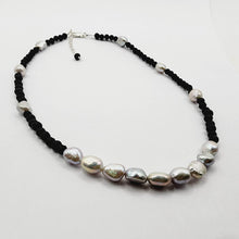 Load image into Gallery viewer, READY TO SHIP Lava Stone & Freshwater Pearl Necklace - 925 Sterling Silver FJD$ - Adorn Pacific - Necklaces