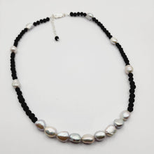 Load image into Gallery viewer, READY TO SHIP Lava Stone & Freshwater Pearl Necklace - 925 Sterling Silver FJD$ - Adorn Pacific - Necklaces