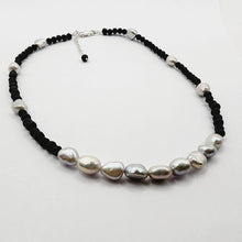 Load image into Gallery viewer, READY TO SHIP Lava Stone & Freshwater Pearl Necklace - 925 Sterling Silver FJD$ - Adorn Pacific - Necklaces