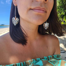 Load image into Gallery viewer, CONTACT US TO RECREATE THIS SOLD OUT STYLE Monstera Carved Mother of Pearl Shell Earrings - 925 Sterling Silver FJD$ - Adorn Pacific - All Products