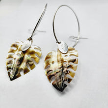 Load image into Gallery viewer, CONTACT US TO RECREATE THIS SOLD OUT STYLE Monstera Carved Mother of Pearl Shell Earrings - 925 Sterling Silver FJD$ - Adorn Pacific - All Products