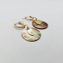 Load image into Gallery viewer, READY TO SHIP Mother of Pearl Huggie Earrings - 14k Gold Fill FJD$ - Adorn Pacific - Earrings