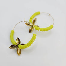 Load image into Gallery viewer, READY TO SHIP Polymer Clay Bead Hoop Earrings with Mother of Pearl - 14k Gold Fill FJD$ - Adorn Pacific - Earrings