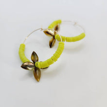 Load image into Gallery viewer, READY TO SHIP Polymer Clay Bead Hoop Earrings with Mother of Pearl - 14k Gold Fill FJD$ - Adorn Pacific - Earrings