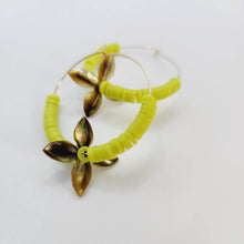 Load image into Gallery viewer, READY TO SHIP Polymer Clay Bead Hoop Earrings with Mother of Pearl - 14k Gold Fill FJD$ - Adorn Pacific - Earrings