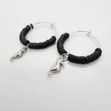 Load image into Gallery viewer, READY TO SHIP Polymer Clay Bead Hoop Earrings with Seahorse Charms - 925 Sterling Silver FJD$ - Adorn Pacific - Earrings