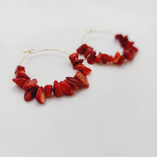 Load image into Gallery viewer, READY TO SHIP Red Coral Hoop Earrings - 14k Gold Fill FJD$ - Adorn Pacific - All Products