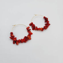 Load image into Gallery viewer, READY TO SHIP Red Coral Hoop Earrings - 14k Gold Fill FJD$ - Adorn Pacific - All Products