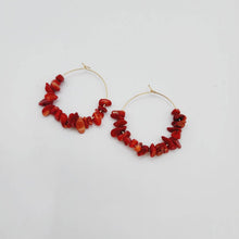 Load image into Gallery viewer, READY TO SHIP Red Coral Hoop Earrings - 14k Gold Fill FJD$ - Adorn Pacific - All Products