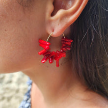 Load image into Gallery viewer, READY TO SHIP Red Coral Hoop Earrings - 14k Gold Fill FJD$ - Adorn Pacific - All Products