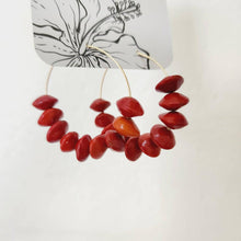 Load image into Gallery viewer, READY TO SHIP Red Seed Hoop Earrings - 14k Gold Fill FJD$ - Adorn Pacific - All Products