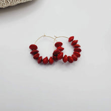 Load image into Gallery viewer, READY TO SHIP Red Seed Hoop Earrings - 14k Gold Fill FJD$ - Adorn Pacific - All Products