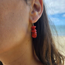 Load image into Gallery viewer, READY TO SHIP Red Seed Hoop Earrings - 14k Gold Fill FJD$ - Adorn Pacific - All Products