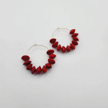 Load image into Gallery viewer, READY TO SHIP Red Seed Hoop Earrings - 14k Gold Fill FJD$ - Adorn Pacific - All Products