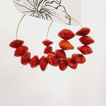 Load image into Gallery viewer, READY TO SHIP Red Seed Hoop Earrings - 14k Gold Fill FJD$ - Adorn Pacific - All Products
