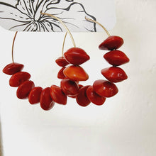Load image into Gallery viewer, READY TO SHIP Red Seed Hoop Earrings - 14k Gold Fill FJD$ - Adorn Pacific - All Products