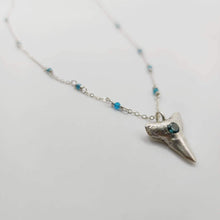 Load image into Gallery viewer, READY TO SHIP - Shark Tooth Necklace with Zirconia & Glass Beads - 925 Sterling Silver FJD$ - Adorn Pacific - Necklaces