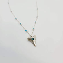 Load image into Gallery viewer, READY TO SHIP - Shark Tooth Necklace with Zirconia & Glass Beads - 925 Sterling Silver FJD$ - Adorn Pacific - Necklaces